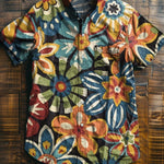 Flowers Vintage Print Casual 100% Cotton Shirt