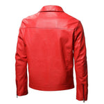 Men's Lapel Collar Zip-Up Leather Jacket
