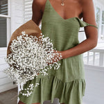 Women's Solid Color Loose Sexy Casual V-neck Cotton And Linen Dress