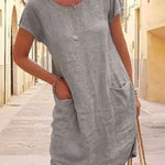 Women's Cotton And Linen Style Dress
