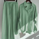 Women's Solid Color Loose Elegant High Waist Casual Cotton And Linen Suit