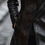 Vintage Lapel Button Faux Leather Jacket