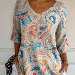 Women's Vintage Ethnic Floral Art Print Casual Pullover Knit