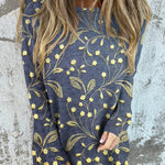 Women's Vintage Lovely Floral Art Print Button Back Casual Knitted Shirt