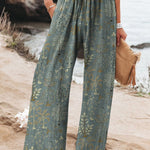 Woodland Vegetation Pattern Printed Women's Cotton And Linen Casual Pants