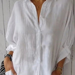 Women's  Cotton & Linen  Casual Tie-back  Shirt