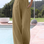 Women's Solid Color Loose Elegant Casual Simple Cotton And Linen Pants