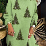 Women's Lovely Christmas Tree Art Print Casual Pullover Sweater