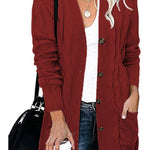 Loose Twist-button Jacket and Casual Knitted Cardigan