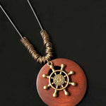 Women's Ethnic Style Wood And Alloy Long Chain Necklace