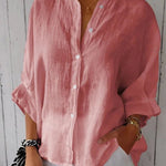 Women's  Cotton & Linen  Casual Tie-back  Shirt