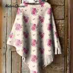 Watercolor French Rose Repeat Pattern Print Buttoned Cardigan Sweater