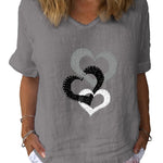 Women's Love  Art Print Cotton & Linen  Casual Top