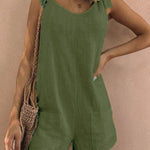 Women's Cotton Overalls Casual Sleeveless Shorts Romper Jumpsuit