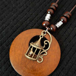 Women's Ethnic Style Wood And Alloy Long Chain Necklace