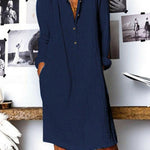 Women's Solid Color Loose Elegant Casual Long-sleeved Dress