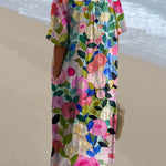 Colorful Spring Floral Garden Printed Women's Flowy Dress