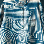 Geometric Line Pattern Printed Women's Casual Cotton And Linen Shirt