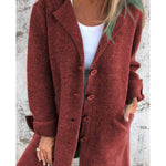 Women's Solid Color Lapel Cardigan with Pockets Single Breasted Mid-Length Jacket
