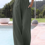 Women's Solid Color Loose Elegant Casual Simple Cotton And Linen Pants