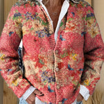 Women's Bright Floral Art Print Button Cardigan