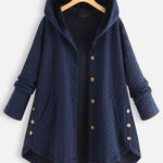 Women's Retro Stylish Casual Long Sleeve Loose Hooded Warm Cotton Jacket Coat