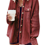 Women's Fall Casual Lapel Neck Patchwork Irregular Shirt Jacket