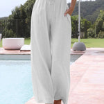 Women's Solid Color Loose Elegant Casual Simple Cotton And Linen Pants