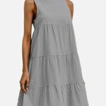 Cotton and Linen Sleeveless Crewneck Dress