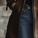 Women's Vintage Contrast Collar Faux Leather Jacket