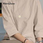 Women's Solid Color Loose Elegant Casual Cotton And Linen T-Shirt