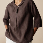 Women's Casual Linen Cotton 3/4 Sleeve Shirt