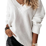 V-neck Long-sleeved Pullover Sweater Top