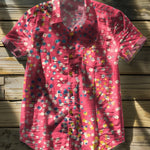 Sequence Vintage Art Print Casual 100% Cotton Shirt