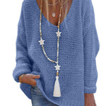 Sweater V-neck Long Sleeve Knitted Top