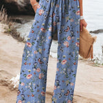 Women's Vintage Lovely Butterflies Floral Art Printed Cotton And Linen Casual Pants
