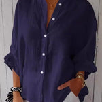 Women's  Cotton & Linen  Casual Tie-back  Shirt