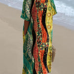 Women's Vintage Abstract Pattern Art Print Flowy Dress