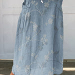 Women's Flowers And Leaves Art Pattern Print Linen Pocket Skirt