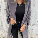 Women's Casual Knitted Plush Fringed Cape Coat