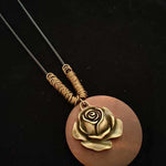 Women's Ethnic Style Wood And Alloy Long Chain Necklace