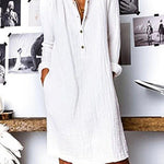 Women's Solid Color Loose Elegant Casual Long-sleeved Dress