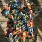 Flowers Vintage Print Casual 100% Cotton Shirt