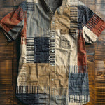 Vintage Art Print Casual 100% Cotton Shirt
