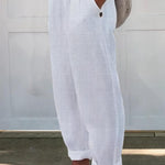 Women's Printed Cotton And Linen Casual Pants