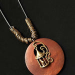 Women's Ethnic Style Wood And Alloy Long Chain Necklace