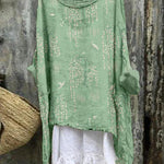 Women's Vintage Art Print Casual Cotton And Linen Shirt