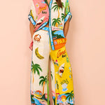 Women's Printed Short Sleeve Shirt And Trousers Casual Suit