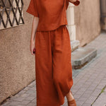 Women's Solid Color Short Sleeve Suit