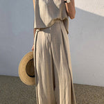 Women's Tank Vest Outfits Wide Leg Trousers Set